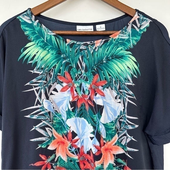 Liz Claiborne satin top, dolman cut  with crew neck, loose fitting - Picture 4 of 12